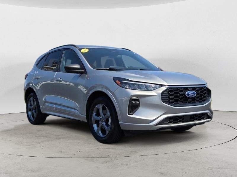 2023 Ford Escape ST-Line in Iconic Silver Metallic — front three-quarter view