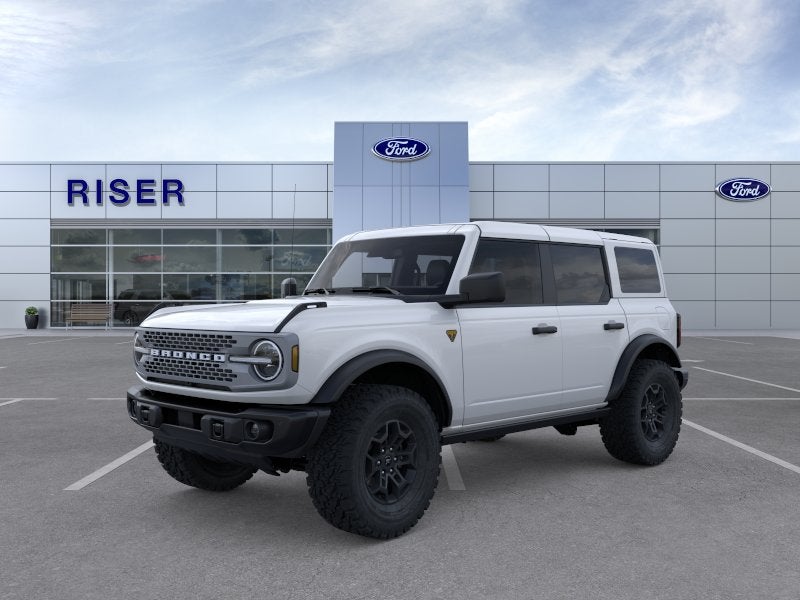 2026 Ford Bronco Badlands in Oxford White — front three-quarter view