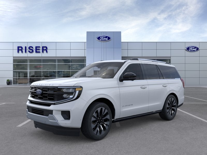 2026 Ford Expedition Platinum in Oxford White — front three-quarter view