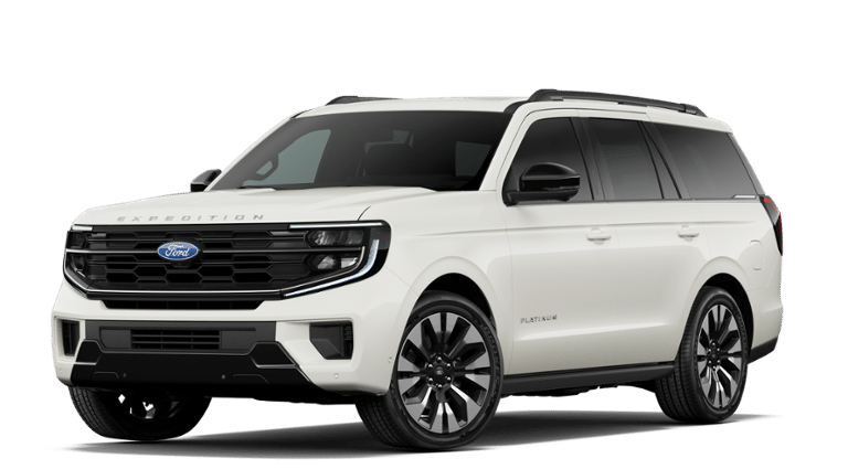 2027 Ford Expedition Platinum in Star White — front three-quarter view
