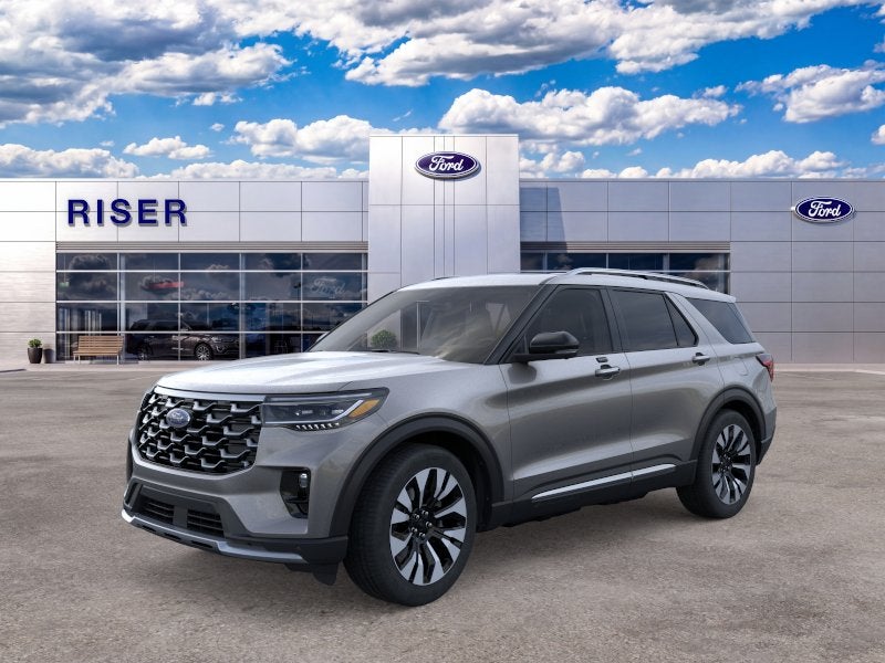 2026 Ford Explorer Platinum in Carbonized Gray Metallic — front three-quarter view