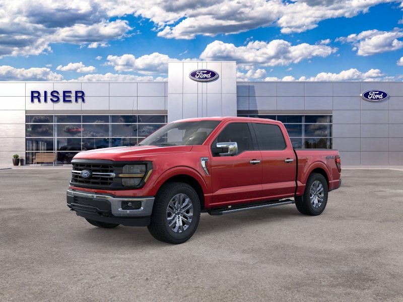 2026 Ford F-150 XLT in Ruby Red Metallic Tinted Clearcoat — front three-quarter view