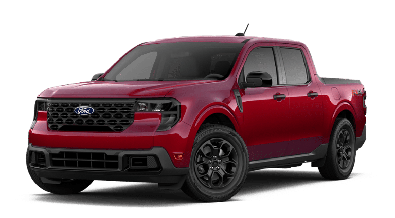 2026 Ford Maverick XLT in Ruby Red Metallic Tinted Clearcoat — front three-quarter view